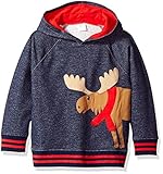Gymboree Toddler Boys' Navy Moose Fleece Hoodie Dark Marine 5T [並行輸入品]