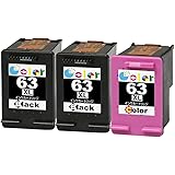 Colorチャン 3色セット HP 63XL インク カートリッジ 黒 カラー (増量) リサイクル F6U64AA F6U63AA ブラック 3色カラー (2 BK 1 CL)