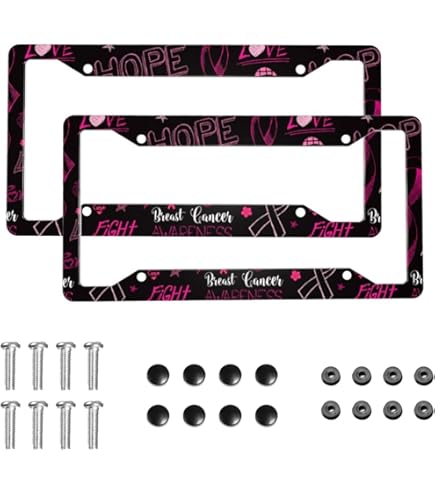 Vintage Cherry Blossom License Plate Frames Universal Aluminum Tag Holder Cover With 2 Holes Screws For Front Rear Car Plate Decor 12x6 Inch For Women Men - View #8