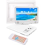 ホビナビ ポータブルDVDプレーヤー 12.5型 車載ホルダー付き 10.1インチ液晶 リージョンフリー CPRM対応 SDカード USB対応 リモコン付き 持ち運び 旅行 海外 飛行機 車内 軽量 dvp001-wh