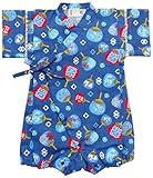 村信 祭うちわ柄 甚平風ロンパス 80cm ネイビー 71594 日本製