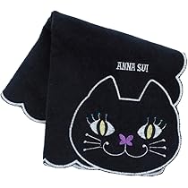 Amazon｜ANNA SUI (アナスイ) タオルハンカチ (薔薇＆ネコ刺繍) 猫 猫