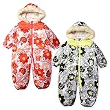 (ピンク/80cm)ベビー服 女の子 カバーオール ジャンプスーツ スノーコンビ Mialy Mail ミアリーメール 中綿 裏シャギー 耐水圧2000 前開きファスナー 花柄 ファー付フード リボン