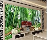 3 D 室ベッドルームのテレビの背景竹の森鳩の lotus の壁紙 B 278 座って