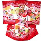 産着 初着 祝い着 女の子 着物/B78赤・花車