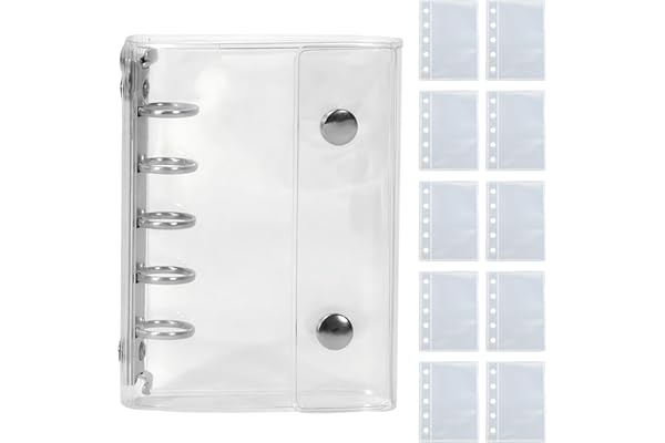 Mosasa シール帳 透明 女の子 はがせる m5 シール バインダー シール手帳 クリアバインダー 5穴 マイクロ5 シール収納 推し活グッズ （透明）