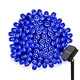 「KYC」　20m200球　LED　ソーラー　ストリングライト　クリスマスイルミ　2パターン発光モード　光センサー　自動点灯　自動消灯　太陽発電イルミネーション　「ブルー」」