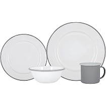 Argon Tableware Enamel Dinner Plates - 25.5cm - Pack Of 12 - Navy