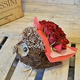ふくろうデザインバスケットの12本バラアレンジメント ダーズンローズ 結婚記念日 結婚祝い 誕生日祝い