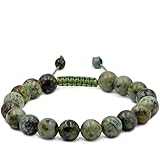 AD Beads Natural 10mm Gemstone Bracelets Healing Power Crystal Macrame Adjustable 7-9 Inch (African Turquoise)