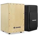 Donner カホン Cajon 打楽器 木製 フルサイズ ボックスドラム 内部ギター弦 カホンバッグ ゴム足付き ストリング 上品なバーチ 30*30*48cm DCD-1