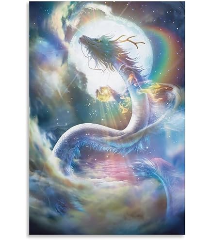Amazon.co.jp: ポスター可愛い 白龍 龍神 龍 の開運 スピリチュアル