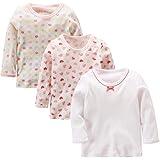 [Aduni] インナーシャツ 肌着 キッズ 子供 女の子 長袖シャツ 綿100% 幼稚園 小学生 3枚組 80~140cm
