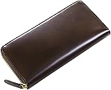[三京商会] コードバン 長財布 メンズ ラウンドファスナー 本革 レザー doob London 財布 : ダークブラウン(ゴールド)