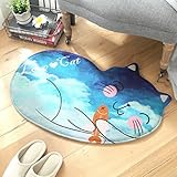 CJH 漫画のフロアマットベッドルームホームドアマットバスルームドアマットバスルームドア吸収剤マットバスルームマット (Color : Blue)