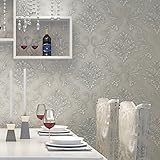 Cheerhuzz 10 M欧州Luxuryライトグレー不織布フロック加工壁紙ロール現代3d壁エンボスウォールペーパーテレビ背景ホーム装飾wp223-lg