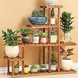 レインボーフラワースタンド 木製フラワーポットラック4段家庭装飾植物ポットディスプレイシェルフプランタースタンドフラワーパティオデッキ屋内または屋外
