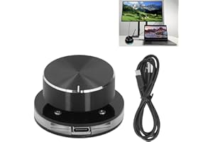 Eulbevoli USB Volume Control Knob for Android System, PC Multimedia Type C External Media Adjustment Controller with RGB Light, No Driver Computer Volume Control, 360 Rotating USB Volume Knob