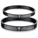 ユニーク(Unique) バングル ペア ブレスレット カップル バイブル刻印 クロス 十字架 メンズ レディース カップルック2点セット チタン ステンレススチール 腕輪 腕飾り ロマンチックなプレゼント 贈り物