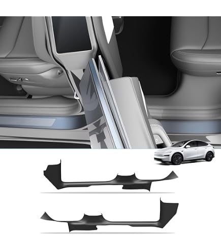 Protections De Seuil De Porte Pour Tesla Model Y Juniper 2025-2026 - 4 Pièces Acier Inox | Anti-rayures, Antidérapant | Auto-adhésif