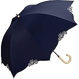 Wpc. 日傘 遮光ドームリムフラワー ネイビー 長傘 55cm レディース 晴雨兼用 遮光 UVカット 100% 花柄 刺繍 ナチュラル 木製ハンドル 上品 大人可愛い ドーム型 通勤 大人 おしゃれ 可愛い 女性 81-12113-101