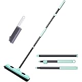 DALIPER Rubber Broom Pet Hair Remover with Squeegee, 52.3 Inches Long Handle Fur Sweeper with Small Detailing Lint Brush to F