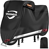 WANDA バイクカバー 【420D 全天候型 完全防水 最新型】 厚手 破れにくい 耐熱 溶けない UVカット 色褪せない 防水/撥水 水を弾く 蒸れない オートバイカバー スクーターカバー バイク用車体カバー ワンタッチバックル前後付き 幅広い反