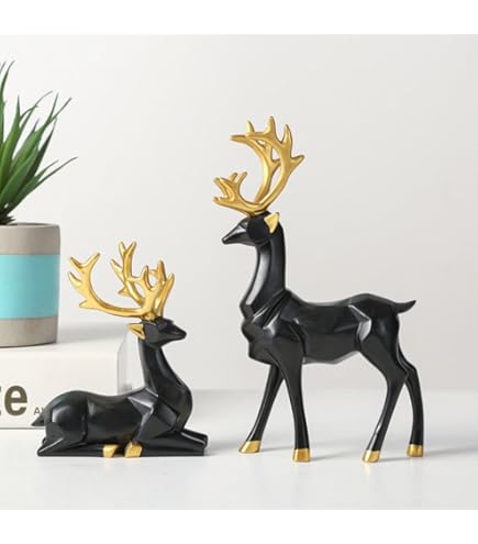 Amazon.co.jp: 置物鹿の彫刻像、ブロンズ鹿の装飾品工芸品ブロンズ像の