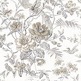 Beacon House 2668-21532 Elizabeth Wildflower Trail Wallpaper, Grey by Beacon House