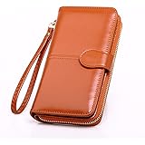 長財布 本革製 大容量10カード入れ&4お札入れ BOX型小銭入れ (オレンジ) 3〜5労働日以内配達