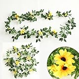 meiliy 8.2 Ftフェイクひまわり花蔓Gerbera Daisy花植物人工花ホームホテルオフィスウェディングパーティーガーデンクラフトアートデコレーション イエロー Meiliy-ML-018