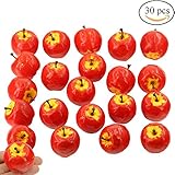 Supla 30 pcs人工ミニりんごのレッド1.4 "直径クリスマスApple花柄のアレンジメントフルーツデコレーション