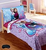 Disney Frozen Girls幼児用寝具セット+ホームスタイルブランドスリープマスクfor Parents 。( 5 Piece Bedding Bundle )