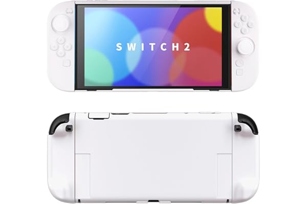 PlayVital Nintendo Switch 2（2025）対応ハードカバー 保護ケース 付けたままドックに対応 折りたたみ式スタンド＆親指グリップ付き–【白い】