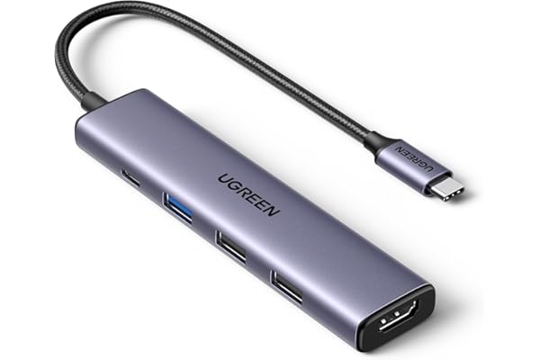 UGREEN Revodok 105 USB C ハブ 5-IN-1 HDMI 出力USB ハブ Type-C 100W PD急速充電 1*USB3.0+2*USB2.0ポート 5Gbps超高速データ転送用 スリムハブ 4K@30Hz Window/MacOS/linux/IOS/Androidシステム対応 Mac Pro/Air/iPad Proなど対応