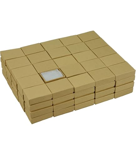 50 Pack Brown Kraft Jewelry Gift Boxes - 2 1/8" X 1 5/8" X 3/4" Size With Cotton Filling