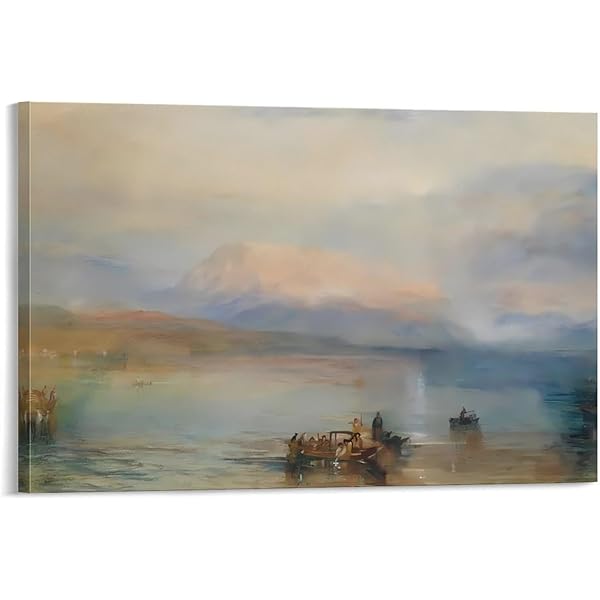 J.M.W.ターナー、湖に沈む夕日、希少画集画、新品額装付