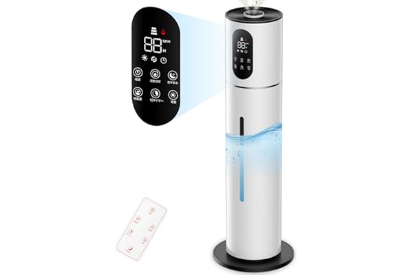 加湿器 大容量 8L タワー式 【除菌・抗菌・自動恒湿・アロマ対応】 かしつき 上から給水 超音波式 300ml/h加湿量 切タイマー スリープモード 吹出口360° 空焚き防止 水漏れ防止 花粉 乾燥対策 省エネ 寝室/リビング/オフィス 40畳 業務用 家庭用 お手入れ簡単 リモコンき pcs