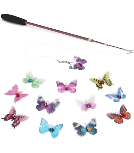 Amazon | 猫おもちゃ 蝶々猫じゃらし 電池式 電動 360度回転 猫遊び