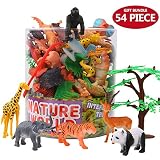 [ズーワールド]Zoo World Animals Figure,54 Piece Mini Jungle Animals Toys Set With Gift Box, Realistic Wild