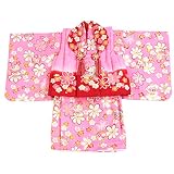 (キステ)Kisste 二部式ベビー被布セット 女の子用 ＜花うさぎ＞ 日本製＜ピンク／梅＞ 0～1歳 8-6-00576
