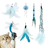 SONGWAY猫おもちゃ ねこじゃらし 交換用羽根 リボン 羽 昆虫 ブルー系