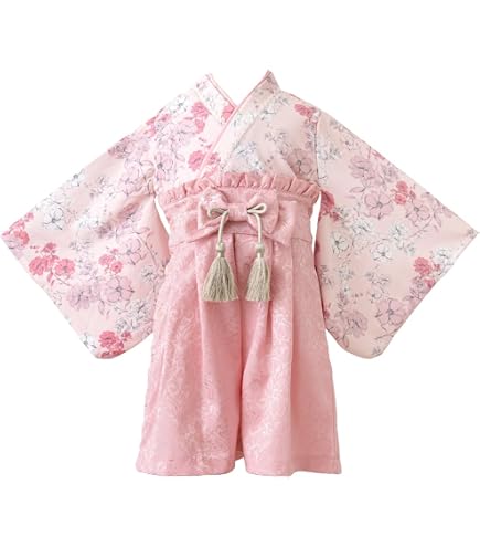 Amazon.co.jp: ベビー袴 女の子 赤 和柄 桜 70 80 お食い初め 100日 百 