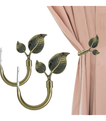 Wooden Elephant Curtain Tie Backs Set Of 2 - Rustic Drapery Holdbacks For Housewarming Gifts