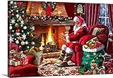 マクニールスタジオプレミアムシックラップキャンバス壁アート印刷題名Santa by Fire 48" x 32" 2123533_24_48x32_none