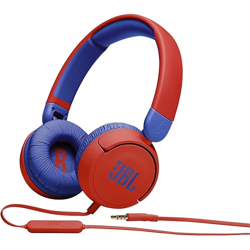 JBL Jr310, JBL Safe Sound (<85dB), Designed for Kids, Built-in mic, Comfort fit, Ultra-Portable, Red
