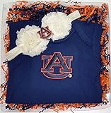 オーバーンTigers Baby Onesie And Shabby弓ヘッドバンドギフトセット