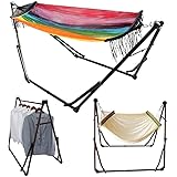 GROOVY OUTSTYLE 自立式 ハンモック チェア ハンガーラック 3WAY 室内 屋外 アウトドア キャンプ ポータブル マルチ スタンド 専用キャリーバッグ付き (ブラウン×カリフォルニアレインボー)