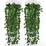 Luyue人工植物Greenyアイビーつる壁Hanging葉ガーランドホームウェディング装飾、4 Bunchs