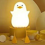 Cute Duck Night Light for Kids, Soft Silicone LED Touch Toddler Lamp with Timer, USB Rechargeable Dim Feeding Warm White Nigh